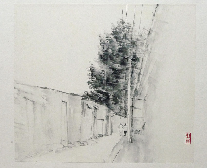 Guangheli Hutong     Ink on paper     27x31cm     2006