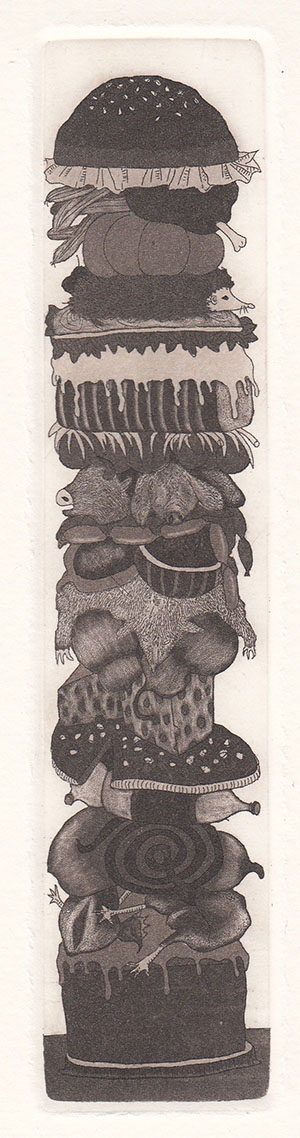 Pagoda     Etching     18x5cm     2011     Edition of 30